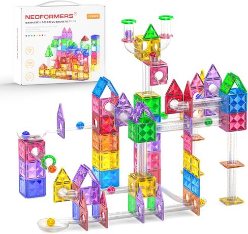 115PC Marble Run Toy Maze Race Track 3D Magnetic Tiles Set STEM Building & Learning Educational Magnet Construction Child Brain Development Kit Playset in Saudi Arabia