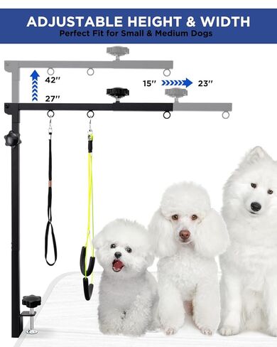 ذراع العناية بالكلاب قابل للتمديد مع أرجوحة، ارتفاع قابل للتعديل 27 بوصة - 42 بوصة، عرض قابل للتعديل 20 بوصة - 23 بوصة، ذراع طاولة للعناية بالكلاب مع مشبك وحامل مانع للجلوس، شديد التحمل للكلاب الصغيرة والمتوسطة in Kuwait