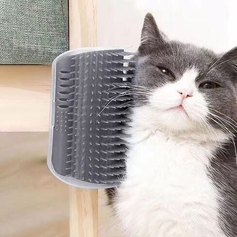 Wall-Mounted Cat Grooming Brush with Massage Self Grooming Tool for Cats Shed Reduction and Fur Care Grey Large in Saudi Arabia