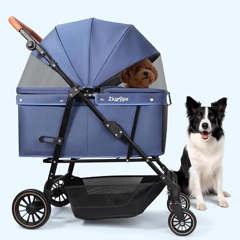 Dog Stroller for Large & Medium Dogs (20–132 lbs), Pet Stroller for 2 Small Dogs, Cat Strollers for 2 Cats, Extra Large Heavy Duty, Foldable & Fully Ventilated Design, Gray in Saudi Arabia