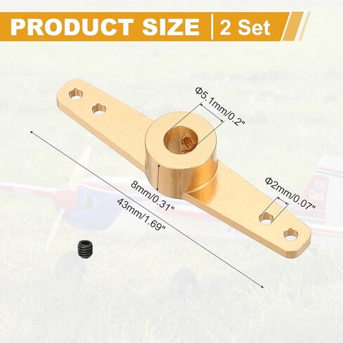 MECCANIXITY Steering Servo Arm, Double Aluminum Steering Arm Servo Horn 5.1mm for RC Model Car Robot Boat Airplane Pack of 2 (Gold) in Saudi Arabia