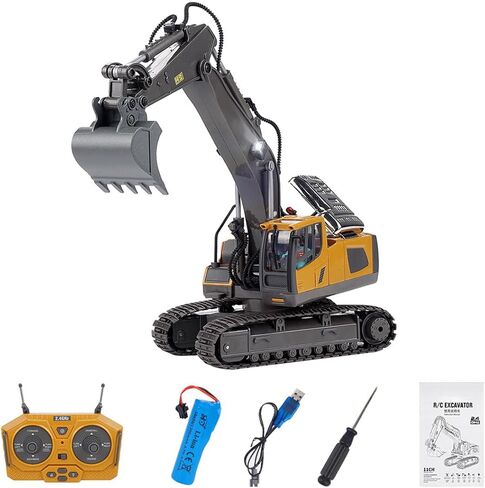 BC1043 1/20 RC حفار، 2.4G 11CH سبيكة RC حفار مع أضواء ومؤثرات صوتية، هدية التحكم عن بعد للمركبات الهندسية in Kuwait