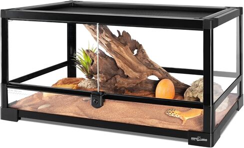 reptizoo تررم الزواحف 24 بوصة × 12 بوصة × 12 بوصة، خزان زجاجي للزواحف سعة 15 جالونًا مع تهوية شاشة علوية للباب المفصلي المزدوج، موئل تررم مفتوح أمامي سهل التجميع in Kuwait