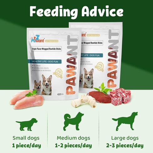 Triple-Flavor Rawhide Chews for Medium & Large Dogs - 5 Inch Chicken, Beef & Chicken Liver Dental Treats - Long Lasting Chew Sticks 227g/0.5lb in Kuwait