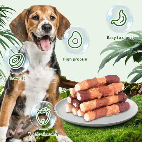 Triple-Flavor Rawhide Chews for Medium & Large Dogs - 5 Inch Chicken, Beef & Chicken Liver Dental Treats - Long Lasting Chew Sticks 227g/0.5lb in Kuwait
