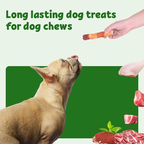 Triple-Flavor Rawhide Chews for Medium & Large Dogs - 5 Inch Chicken, Beef & Chicken Liver Dental Treats - Long Lasting Chew Sticks 227g/0.5lb in Kuwait