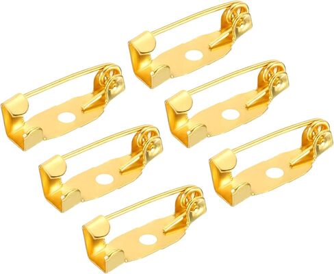 Generic 50Pcs Safety Bar Pins 15mm Brooch Clasp Pin Backs for ID Badges Name Cards Tags DIY Craft, Gold Tone in Saudi Arabia