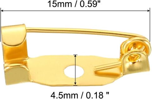 Generic 50Pcs Safety Bar Pins 15mm Brooch Clasp Pin Backs for ID Badges Name Cards Tags DIY Craft, Gold Tone in Saudi Arabia