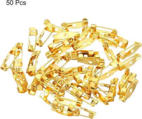 Generic 50Pcs Safety Bar Pins 15mm Brooch Clasp Pin Backs for ID Badges Name Cards Tags DIY Craft, Gold Tone in Saudi Arabia