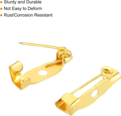 Generic 50Pcs Safety Bar Pins 15mm Brooch Clasp Pin Backs for ID Badges Name Cards Tags DIY Craft, Gold Tone in Saudi Arabia