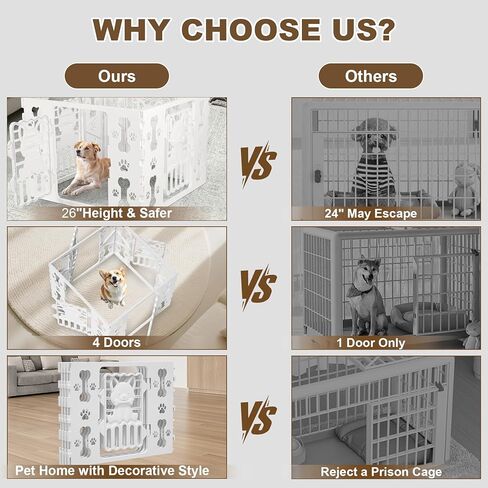Dog Playpen for Dogs Indoor Small Plastic Dog Play Pen Indoors/Outdoors Portable Dog Pen 4-Panel & 4-Door Pet Fence Unique Design 2025 in Saudi Arabia