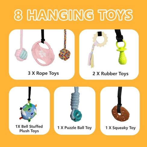 Puppy Play Gym with 8 Hanging Toys for Small Dogs, Indoor Jungle Activity Center with PVC Frame & Bungee Straps, Interactive Enrichment Toys to Keep Puppies Busy in Saudi Arabia