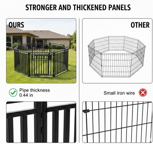 سياج سميك للكلاب، سياج متين وقوي في الهواء الطلق، ارتفاع 81.28 سم، 8 ألواح، محمول وسهل التركيب - مثالي للاستخدام الداخلي والخارجي، تصميم مدمج لسلامة الحيوانات الأليفة in Kuwait