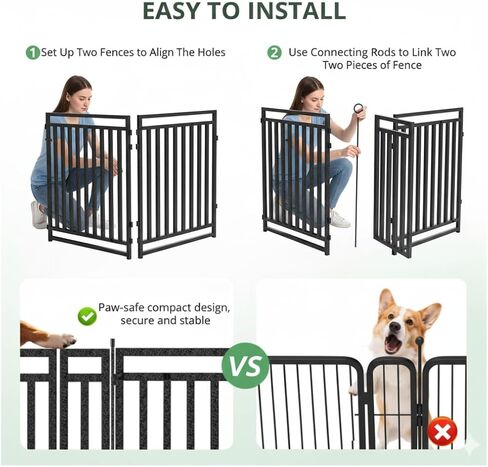 سياج سميك للكلاب، سياج متين وقوي في الهواء الطلق، ارتفاع 81.28 سم، 8 ألواح، محمول وسهل التركيب - مثالي للاستخدام الداخلي والخارجي، تصميم مدمج لسلامة الحيوانات الأليفة in Kuwait