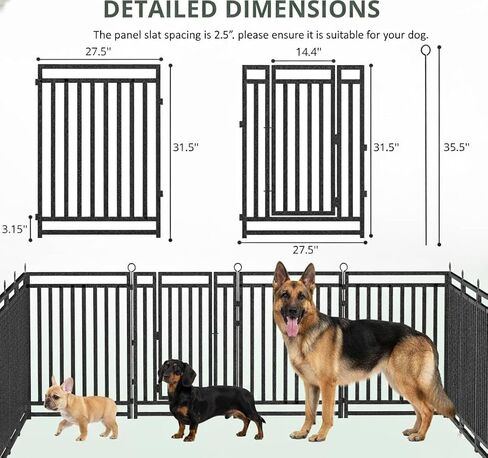 سياج سميك للكلاب، سياج متين وقوي في الهواء الطلق، ارتفاع 81.28 سم، 8 ألواح، محمول وسهل التركيب - مثالي للاستخدام الداخلي والخارجي، تصميم مدمج لسلامة الحيوانات الأليفة in Kuwait