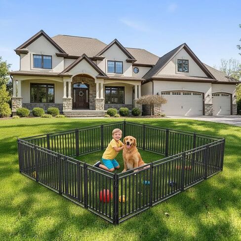 سياج سميك للكلاب، سياج متين وقوي في الهواء الطلق، ارتفاع 81.28 سم، 8 ألواح، محمول وسهل التركيب - مثالي للاستخدام الداخلي والخارجي، تصميم مدمج لسلامة الحيوانات الأليفة in Kuwait