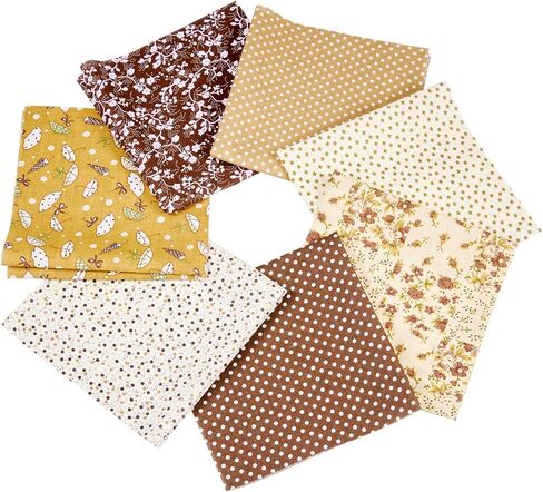 7 Sheets Brown Cotton Fabric for Patchwork,9.84 Inch Vintage Floral Patchwork Fabric Squares Flower Craft Fibre Cloth Floral Precut Fabrics for DIY Sewing Scrapbooking Quilting Crafting in Saudi Arabia