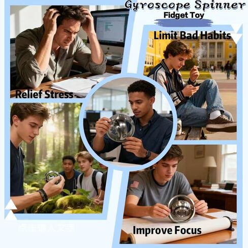 MagLev Fidget Spinner for Adults, CNC Stainless Steel Gyroscope with Ceramic Bearing, Ultra-Quiet Dual-Mode Handheld & Desktop Focus Toy for Stress Relief Anxiety, EDC Gift for Men Women Kids in Saudi Arabia