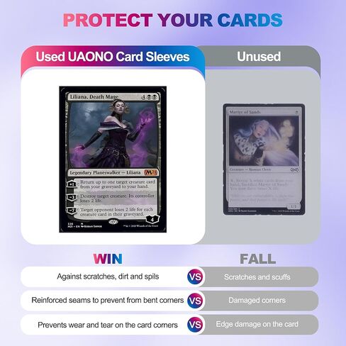 أكمام بطاقات MTG 100 قيراط (الخوف) واقي للبطاقات الفنية الخيالية، أكمام أمامية شفافة وأكمام خلفية مزخرفة غير لامعة لـ Magic The Gathering TCG in Kuwait