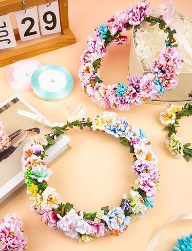 25 Sets DIY Flower Crowns Making Kit, Make Your Own Flower Crown Wreath Handmade Fairy Floral Hair Accessories Garland Kit for Bridal Wedding Birthday Party Decor in Saudi Arabia