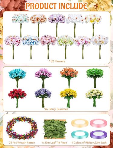 25 Sets DIY Flower Crowns Making Kit, Make Your Own Flower Crown Wreath Handmade Fairy Floral Hair Accessories Garland Kit for Bridal Wedding Birthday Party Decor in Saudi Arabia