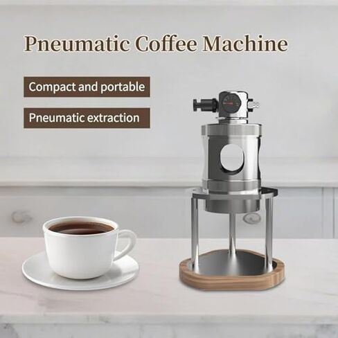 Manual Air Pressure Coffee Maker, Espresso Maker Manual Coffee Machine, Stainless Steel, 16Bar Fast Extraction, with Pressure Gauge, Compact for Camping Home Use 58mm in Kuwait