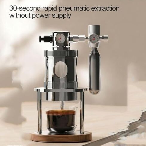 Manual Air Pressure Coffee Maker, Espresso Maker Manual Coffee Machine, Stainless Steel, 16Bar Fast Extraction, with Pressure Gauge, Compact for Camping Home Use 58mm in Kuwait