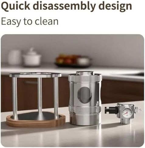 Manual Air Pressure Coffee Maker, Espresso Maker Manual Coffee Machine, Stainless Steel, 16Bar Fast Extraction, with Pressure Gauge, Compact for Camping Home Use 58mm in Kuwait