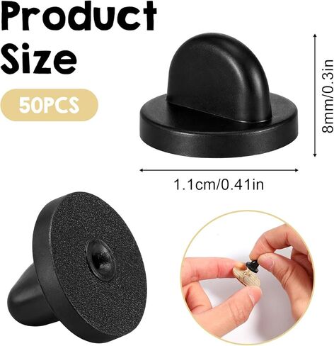 TIESOME 50 قطعة من دبابيس المطاط، دعامات دبابيس طية صدر السترة من PVC، بديل لدبابيس المينا والشارات والقبعات والبروش وربطة العنق وحافظات غطاء قابض الفراشة - تثبيت الدبابيس والإكسسوارات بشكل آمن، أسود in Kuwait