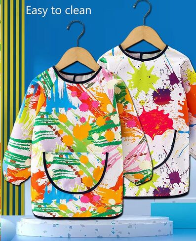 2PCS Kids Art Smock Apron - Long Sleeve Smocks for Kids - Artist Painting Apron in Saudi Arabia