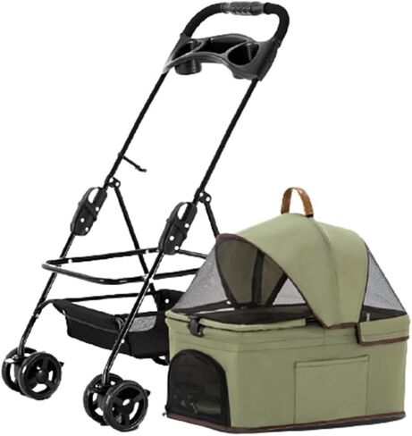 Pet Strollers Pet Stroller Small Dog and Cat Stroller Detachable Strap Four-Wheeler Pet Stroller Outdoor Pet Stroller Pet Stroller Medium(Green,Small) in Saudi Arabia