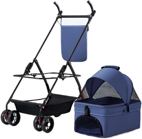 Pet Strollers Pet Cat and Dog Stroller, Dog and Cat Teddy Baby Stroller, Small Pet Stroller, Lightweight Dog Stroller Pet Stroller Medium(Blue,B) in Saudi Arabia