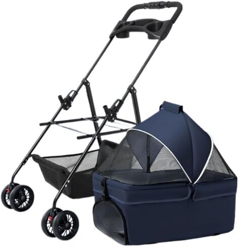 Pet Strollers Pet Stroller for Outings, Small Pull Cart, Puppy Stroller, Dog Walking Cart, Small, Lightweight, Foldable Cat Pet Stroller Medium(Blue) in Saudi Arabia