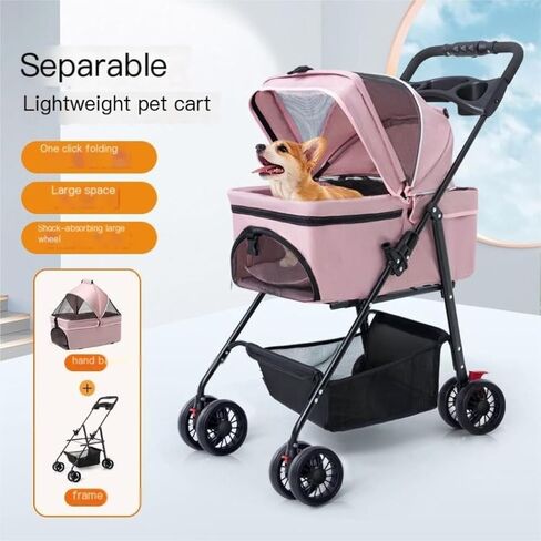 Pet Strollers Pet Stroller for Outings, Small Pull Cart, Puppy Stroller, Dog Walking Cart, Small, Lightweight, Foldable Cat Pet Stroller Medium(Blue) in Saudi Arabia