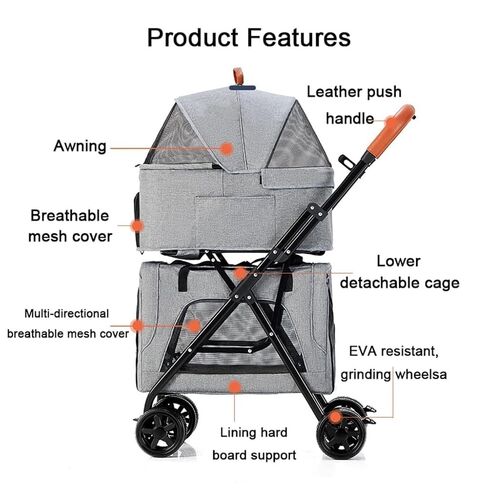 Pet Strollers Pet Stroller Four-Wheel Double-Layer pet Stroller Outdoor Travel pet Stroller Lightweight pet Stroller Pet Stroller Medium(Green) in Saudi Arabia