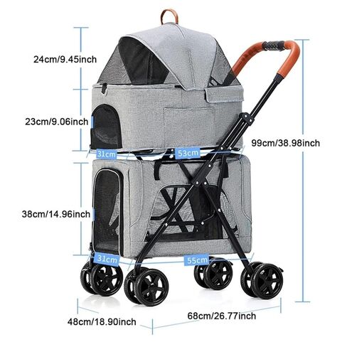 Pet Strollers Pet Stroller Four-Wheel Double-Layer pet Stroller Outdoor Travel pet Stroller Lightweight pet Stroller Pet Stroller Medium(Green) in Saudi Arabia