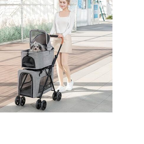 Pet Strollers Pet Stroller Four-Wheel Double-Layer pet Stroller Outdoor Travel pet Stroller Lightweight pet Stroller Pet Stroller Medium(Green) in Saudi Arabia