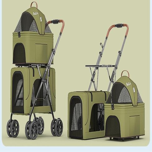 Pet Strollers Pet Stroller Four-Wheel Double-Layer pet Stroller Outdoor Travel pet Stroller Lightweight pet Stroller Pet Stroller Medium(Green) in Saudi Arabia