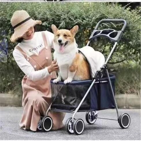Pet Strollers Lightweight Foldable Stroller for Dogs and Cats, Small Dog and Cat Outdoor Stroller, Four-Wheel Stroller Pet Stroller Medium(Black) in Saudi Arabia