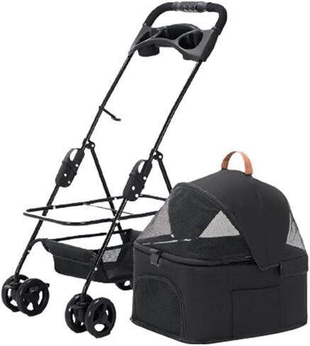 Pet Strollers Pet Stroller Small Dog and Cat Stroller Detachable Strap Four-Wheeler Pet Stroller Outdoor Pet Stroller Pet Stroller Medium(Black,Small) in Saudi Arabia