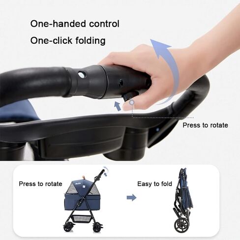 Pet Strollers Pet Stroller Small Dog and Cat Stroller Detachable Strap Four-Wheeler Pet Stroller Outdoor Pet Stroller Pet Stroller Medium(Black,Small) in Saudi Arabia
