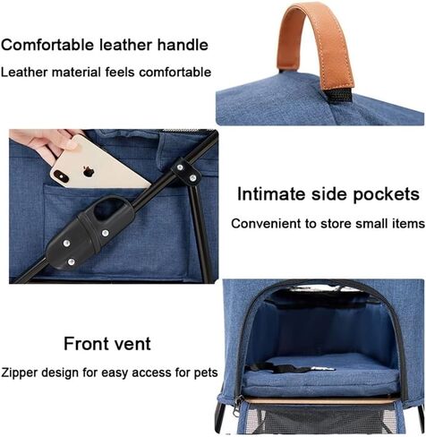 Pet Strollers Pet Stroller Small Dog and Cat Stroller Detachable Strap Four-Wheeler Pet Stroller Outdoor Pet Stroller Pet Stroller Medium(Black,Small) in Saudi Arabia