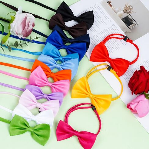 Fengek Adjustable Pet Bows Set - 15 Dog & Cat Neckties Bow Ties Collars with 30 Dog Mini Hair Bows with Rubber Bands, 15 Colors in Saudi Arabia