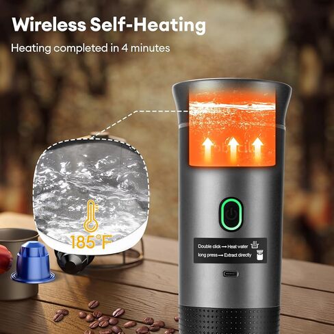 3 In 1 Portable Coffee Maker for Travel, 20 Bar Portable Espresso Machine with USB,Travel Coffee Maker Self-Heating, Compatible with Ground Coffee & Capsule for Hiking,Office,RV（Upgrade） in Kuwait