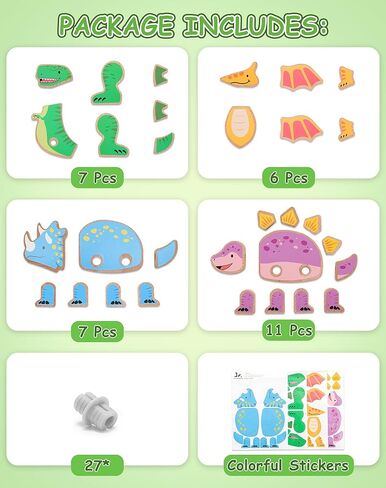 SainSmart Jr. لعبة بناء خشبية سريعة التركيب، 4 قطع من ألعاب الديناصورات، ألعاب مونتيسوري للتعلم التنموي للأطفال الصغار - هدية مثالية للأولاد والبنات in Kuwait