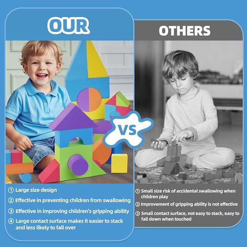 مجموعة من 30 مكعب إسفنجي للأطفال الصغار - معالجة الكتل الناعمة للأطفال - تعلم الأشكال والألوان للأطفال - بناء ألعاب ما قبل المدرسة للأطفال الصغار 3-5 in Kuwait