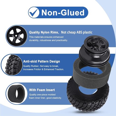 إطارات وعجلات GoHobby مقاس 4.72 بوصة 120 مم RC ذات دورة قصيرة 12 مم سداسية لـ 1/10 Traxxas Slash 2WD Slash 4x4 Losi SCT Redcat Blackout SC، مجموعة من 4 (النوع 2) in Kuwait