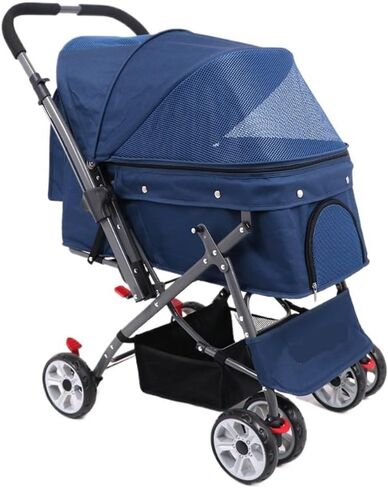Pet Strollers Lightweight Multifunctional Pet Stroller, Reversible Cat and Dog Stroller, Foldable Cat Travel Stroller Pet Stroller Medium(Blue) in Saudi Arabia