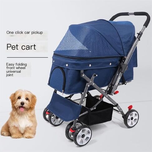 Pet Strollers Lightweight Multifunctional Pet Stroller, Reversible Cat and Dog Stroller, Foldable Cat Travel Stroller Pet Stroller Medium(Blue) in Saudi Arabia