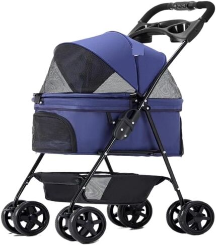 Pet Strollers Pet Stroller for Outings, Small Pull Cart, Puppy Stroller, Dog Walking Cart, Small, Lightweight, Foldable Cat Pet Stroller Medium(Blue,B) in Saudi Arabia